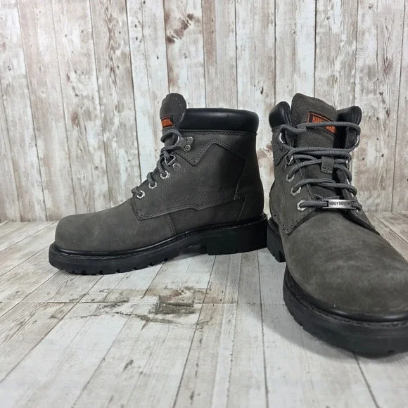 Harley Davidson Womens Grey Leather Motorcycle Boots D83366 Size 8M - Picture 5 of 8